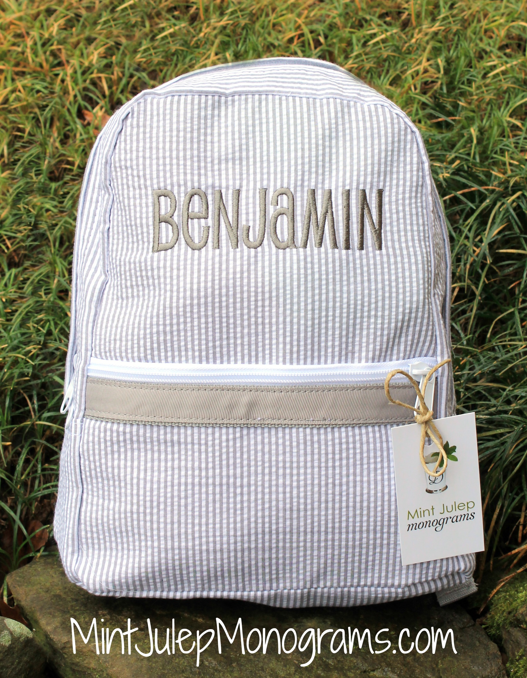 Small Seersucker Backpack with Monogram Personalized Baby Cuteness!