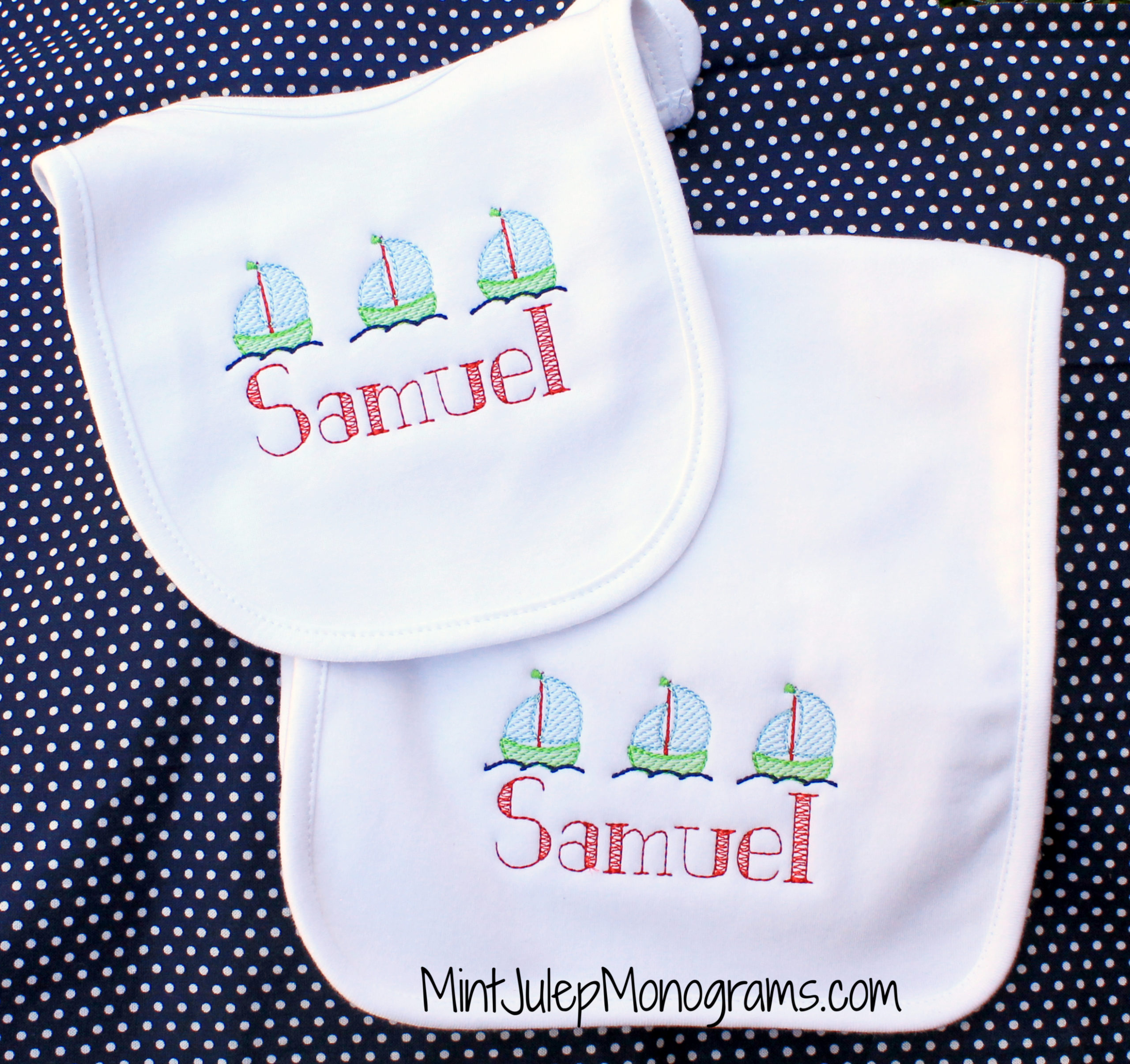 Monogrammed Burp Cloth and Bib Set The perfect baby gift!