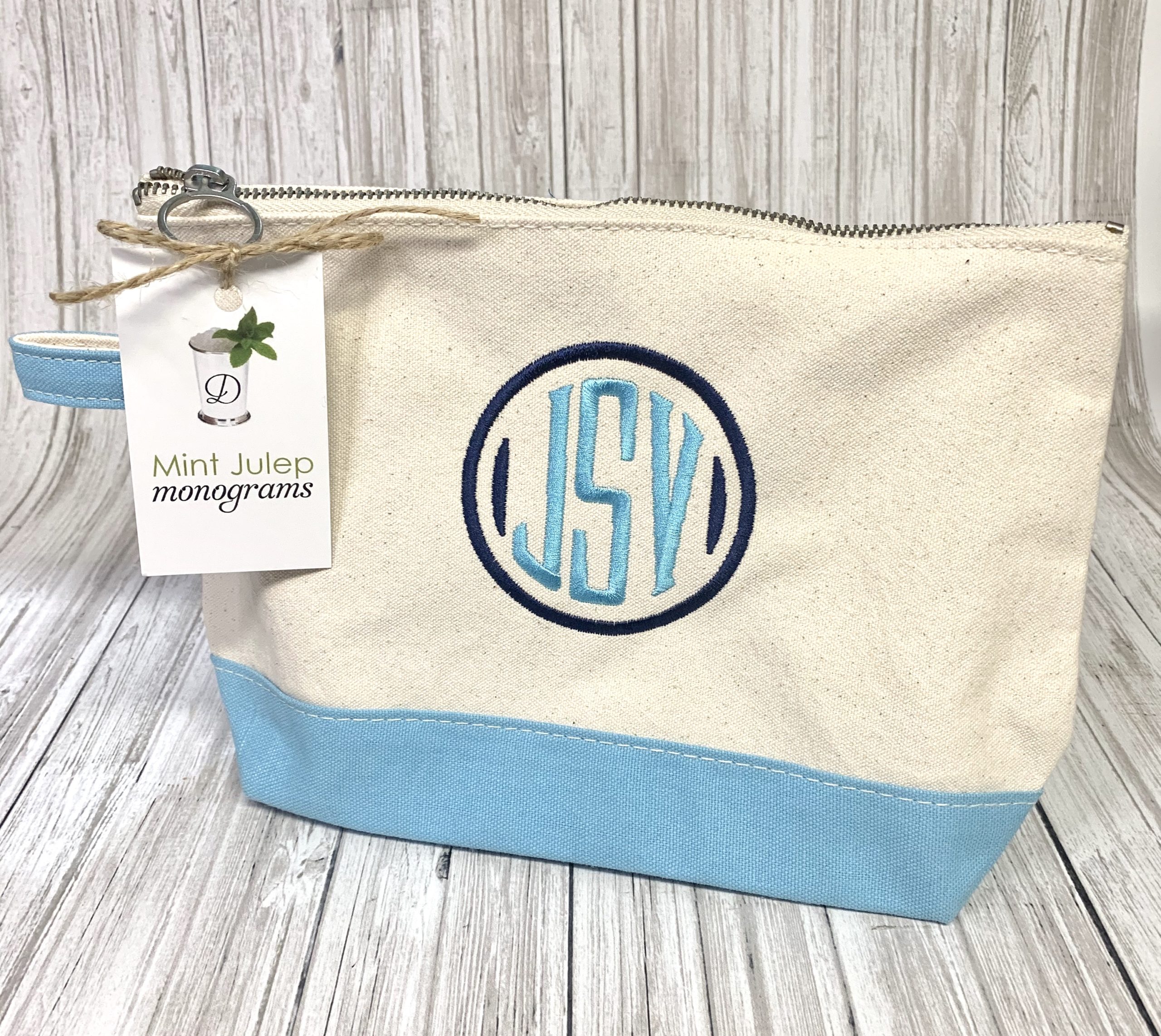 Canvas Cosmetic Bag with Monogram- the travel/purse add in you need!
