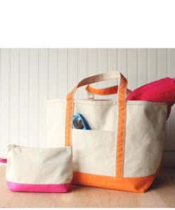large boat tote and canvas cosmetic bag