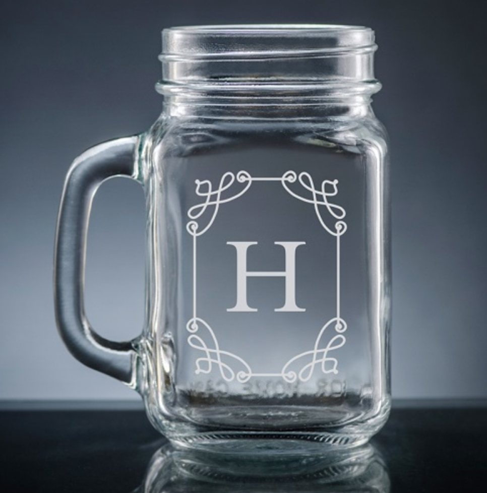 Engraved Initial Mason Jar Makes a Great Gift