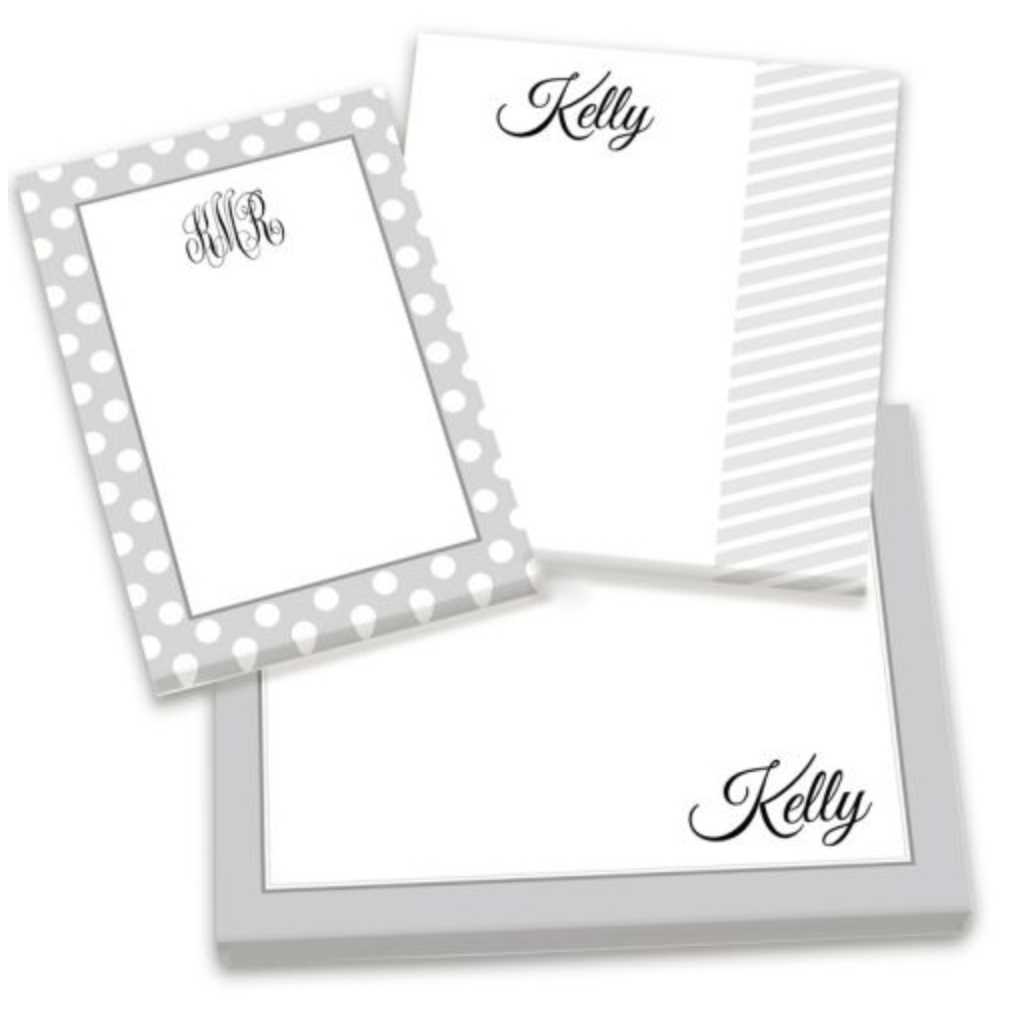 3 notepads personalized with name and monogram