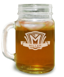 mason jar with initial and name