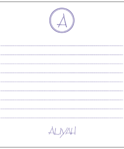 desk notepad with lines and initial